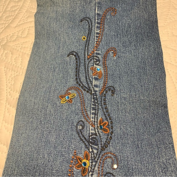 Vintage Y2K Wild Secret Jeans Embroidered Rhinestones Flared Size 11 - Picture 9 of 16
